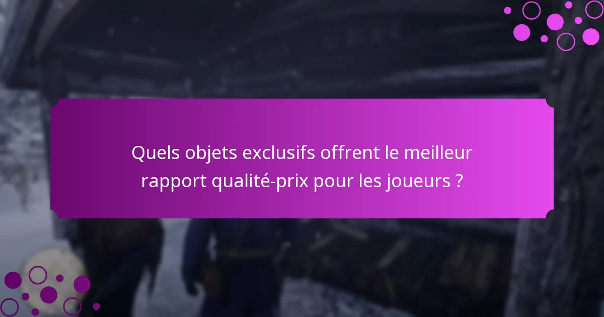 Quels objets exclusifs offrent le meilleur rapport qualité-prix pour les joueurs ?